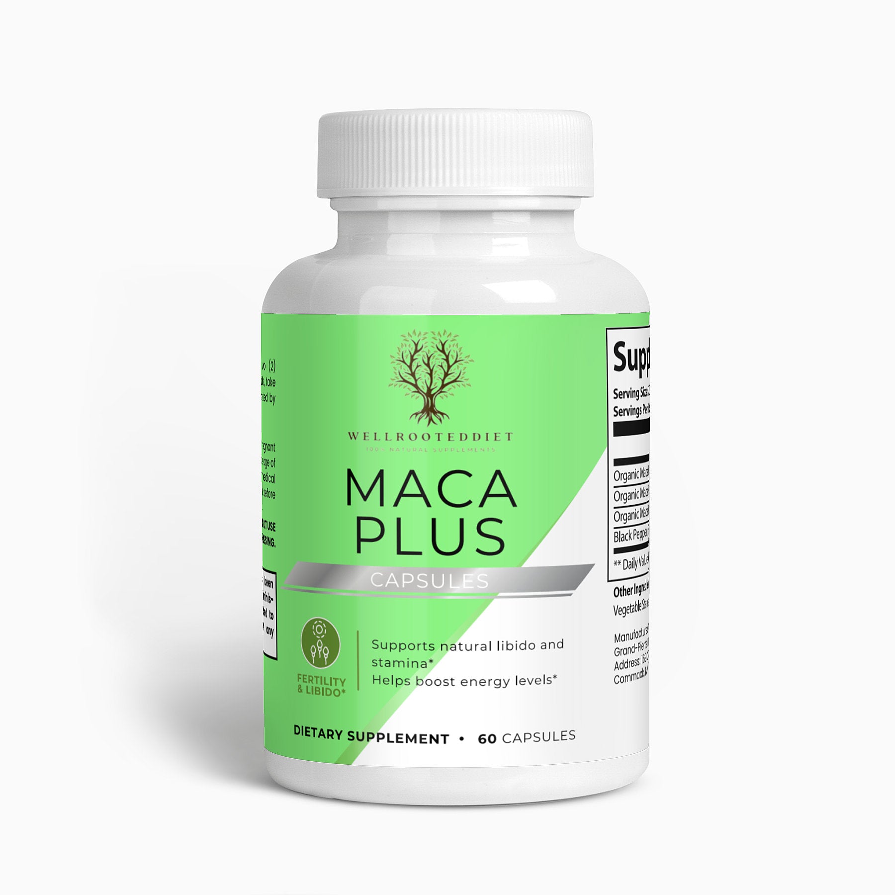 Hormone Balance Maca Complex capsules bottle for energy, vitality, and hormone support